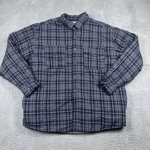 Levis Shacket Mens XXL Gray Plaid Sherpa Fleece Lined Flannel Shirt Jacket Y2K